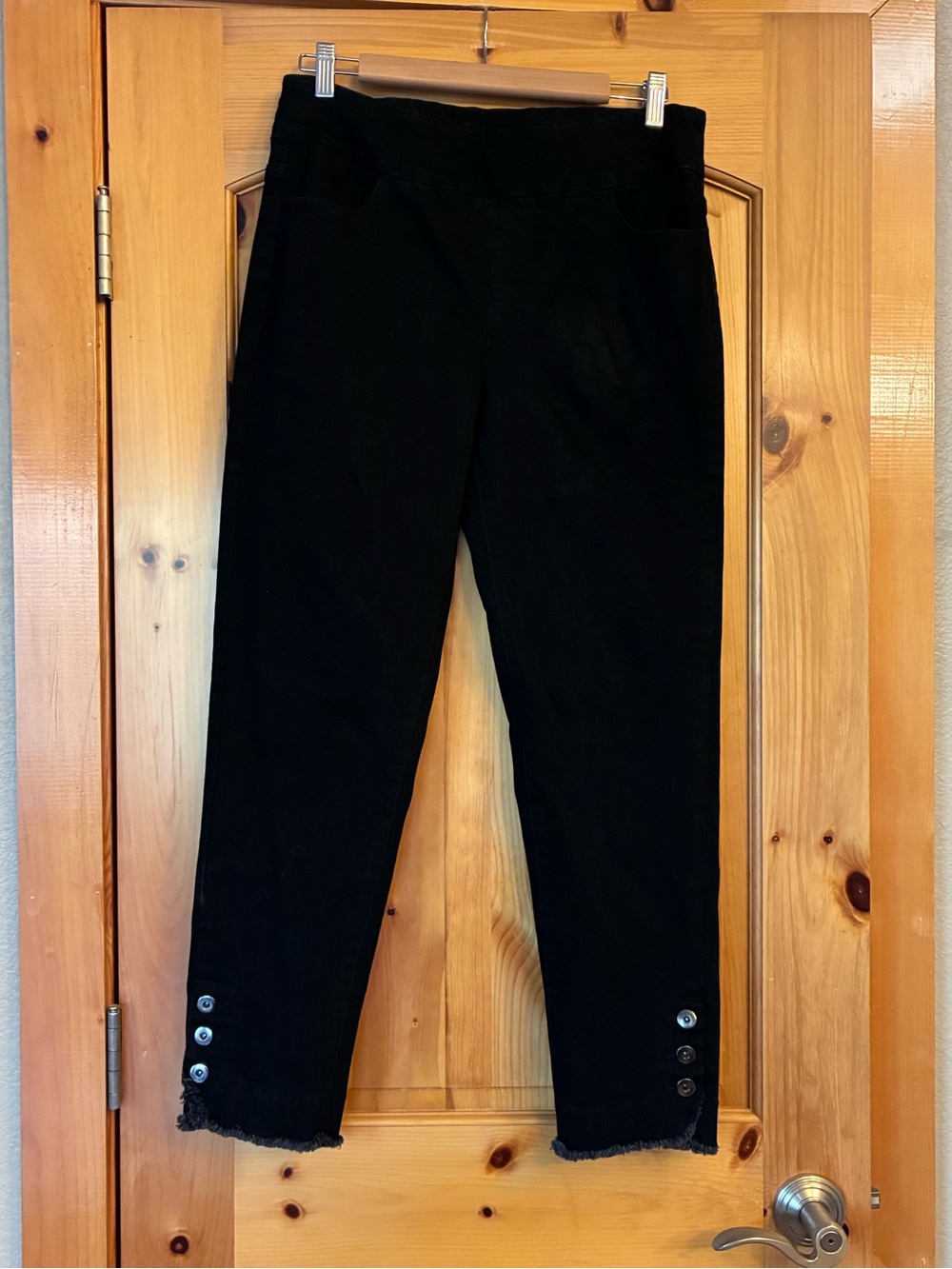 Slimsation By Multiples Black Straight Leg Womens' Pants with Button Hem